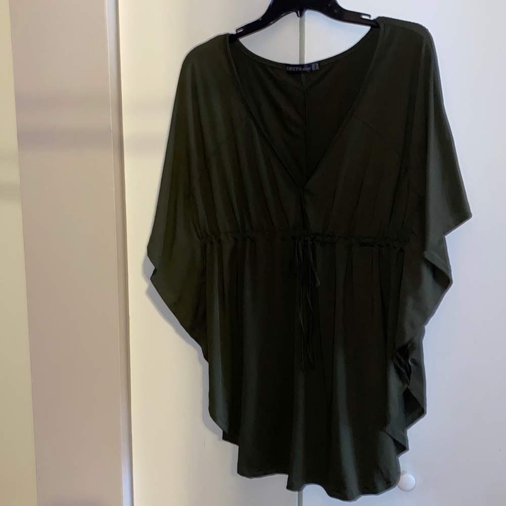 Olive short sleeve blouse